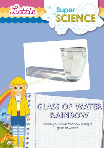 Glass of water rainbow activity for kids