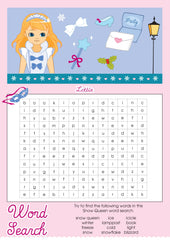 Snow Queen Lottie printable word search