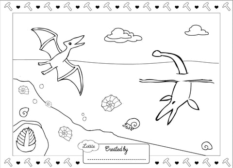 Fossil Hunter Lottie colouring page