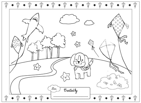 Kite Flyer Finn colouring page