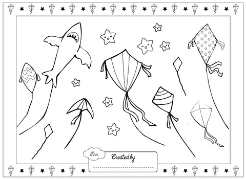 Kite Flyer Finn colouring page