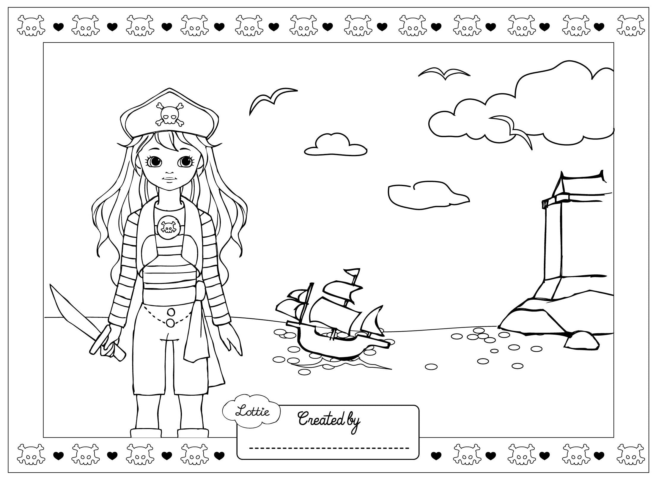 girl pirate coloring page