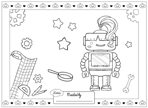 Robot Girl Lottie colouring page