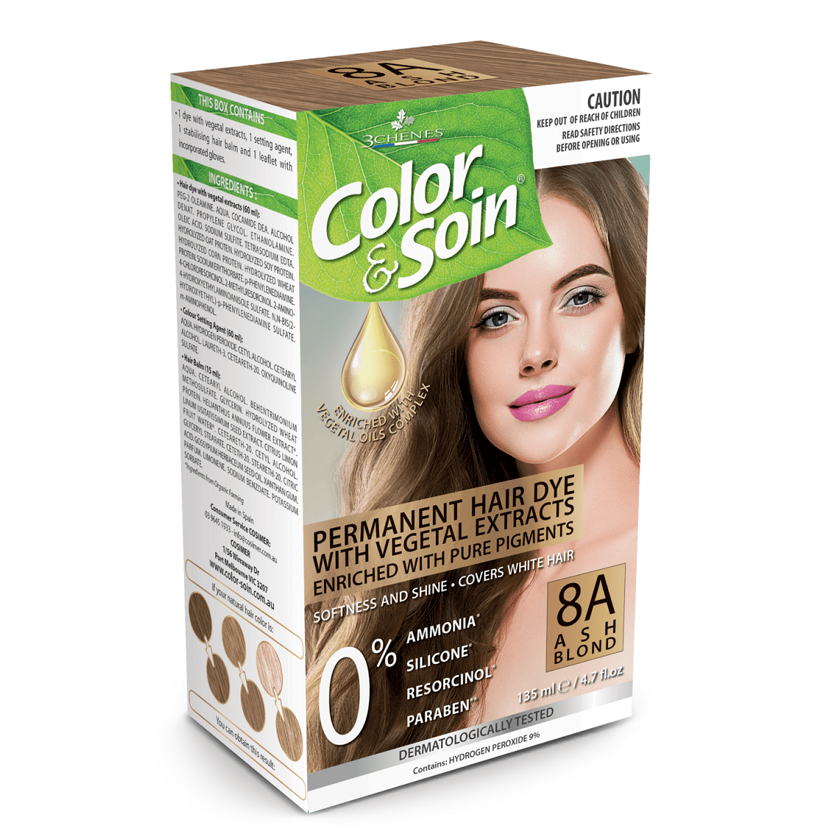 Color & Soin Permanent Hair Dye 8A - Ash Blond | Ocare Health&Beauty