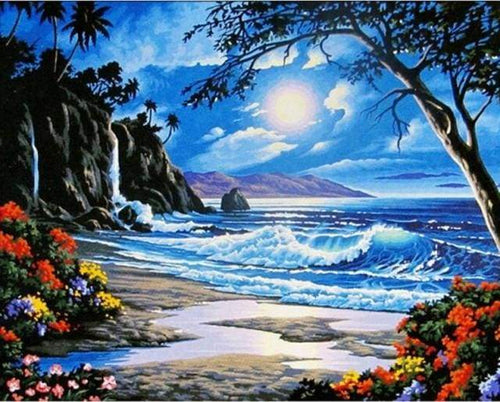 paint by numbers | Moon over the Sea | advanced landscapes | FiguredArt