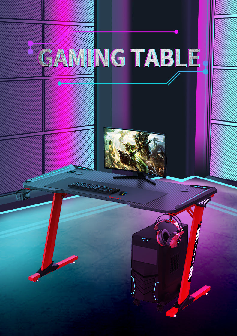 Big Box Store Australia Gaming Desk Computer Table with RGB Lighting, Cup Holder and Headphone