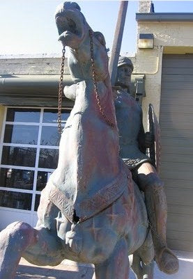 "Hermann the German," a 12 foot tall Chinese statue, is one of the shop's quirkier finds.