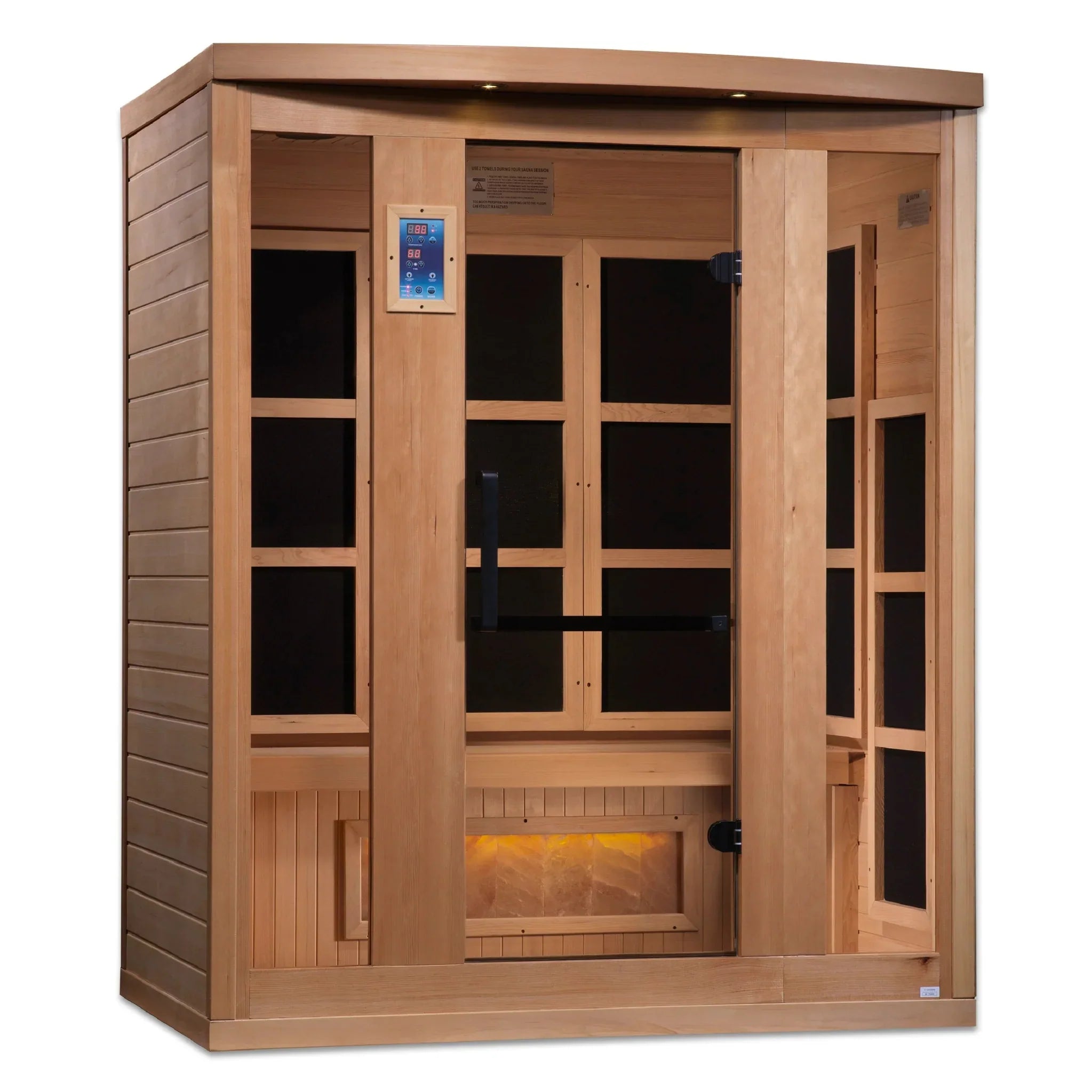 Golden Designs 3-Person Hotel Edition Full Spectrum PureTech™ Near Zero EMF FAR Infrared Sauna with Himalayan Salt Bar (Canadian Hemlock)