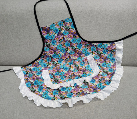 Blue and puurple floral apron