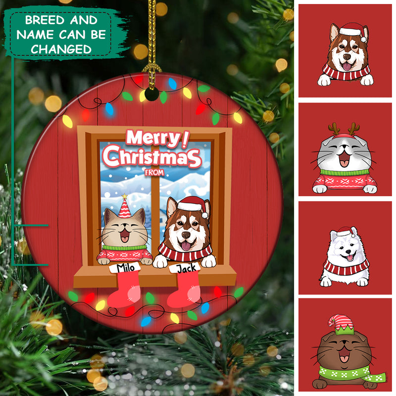Merry Christmas From Dog And Cat - Personalized Cat Lovers And Dog Lovers Decorative Christmas Ornament