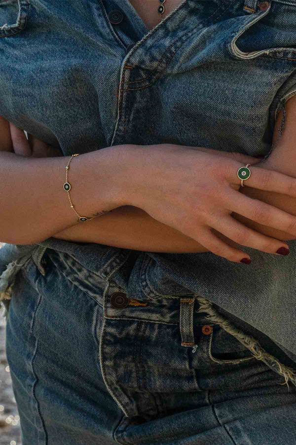 Sun Adjustable hand Bracelet with Ring