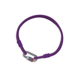 Purple Friendship Bracelet with Chain Link - Dark Grey Silver