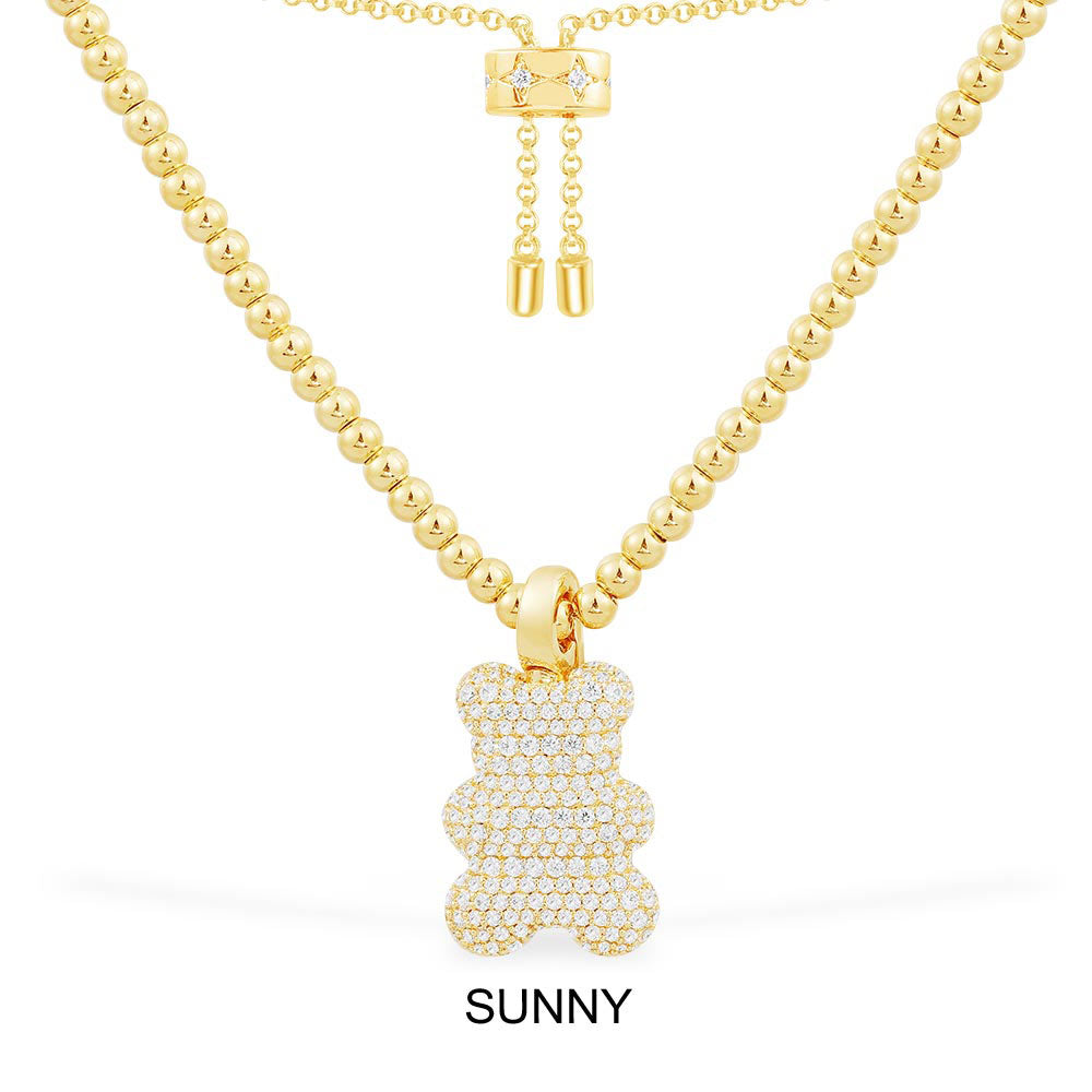 Sunny Yummy Bear (Clippable) Adjustable Necklace with Beads | APM Monaco
