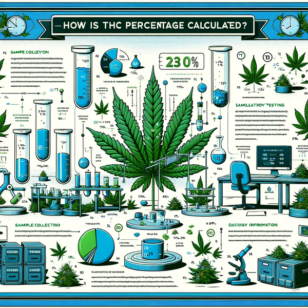An informative infographic titled 'How is THC Percentage Calculated