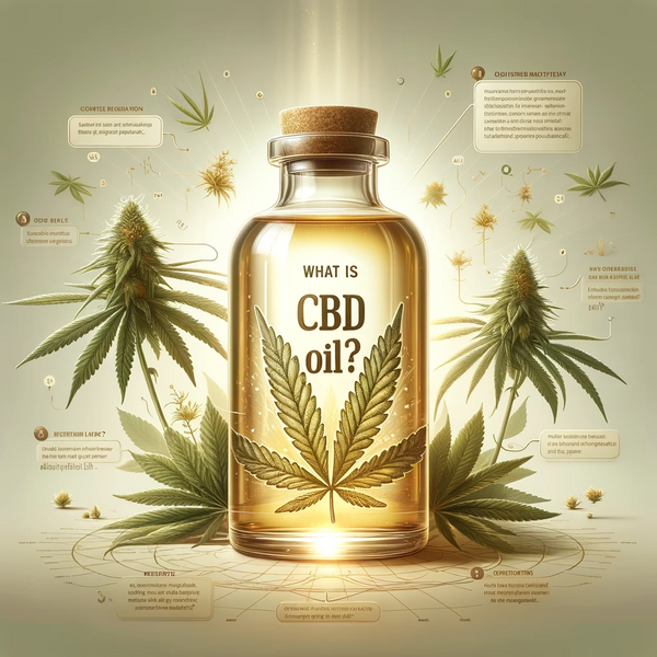 An educational illustration depicting 'What is CBD Oil_'