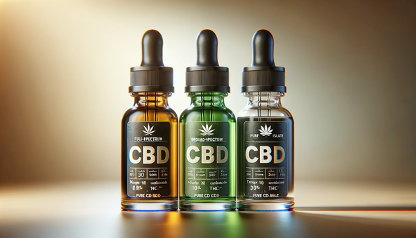 A visual comparison of three types of CBD oils, displayed in an educational and informative style.