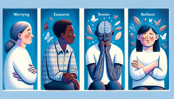 An educational and compassionate illustration highlighting the symptoms of anxiety.