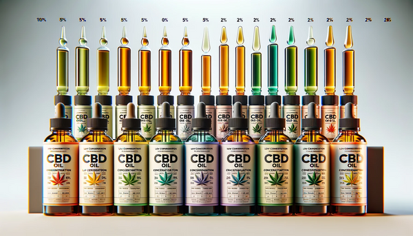 An informative image showcasing a range of CBD oil products with varying concentrations.