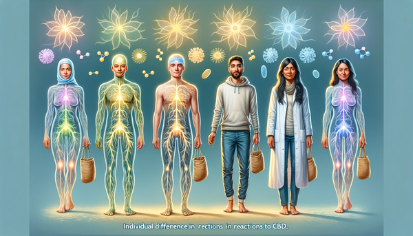 A thoughtful and educational illustration depicting individual differences in reactions to CBD.