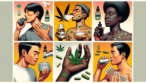 A collage showcasing various methods of consuming CBD.