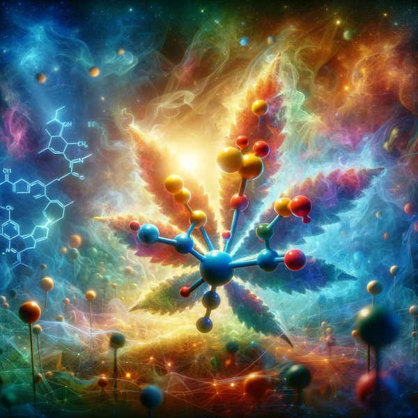 A creative and informative image illustrating the concept that THC is the most well-known cannabinoid due to its psychoactive properties.