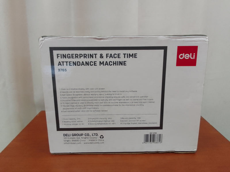 Deli Fingerprint and Face Time Attendance Machine (Model: 3765)