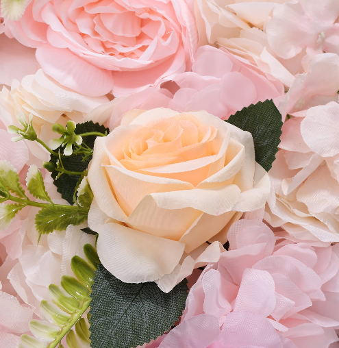 6 Stück Rosenwand Deko Blumenwand Kunstblumen 60x40cm, Realistisch Künstliche Blumen Rosa, Für Party Hochzeit Weihnachten Home Decoration