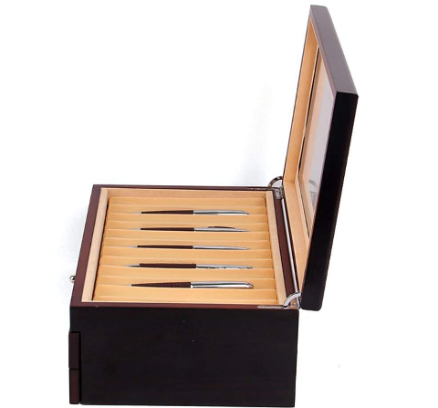 Geschenk 3 Layer 34 Slot Stifte Sammelbox Stifthalterbox mit 3 Ebene Vitrine Federhalter Display Organizer Box