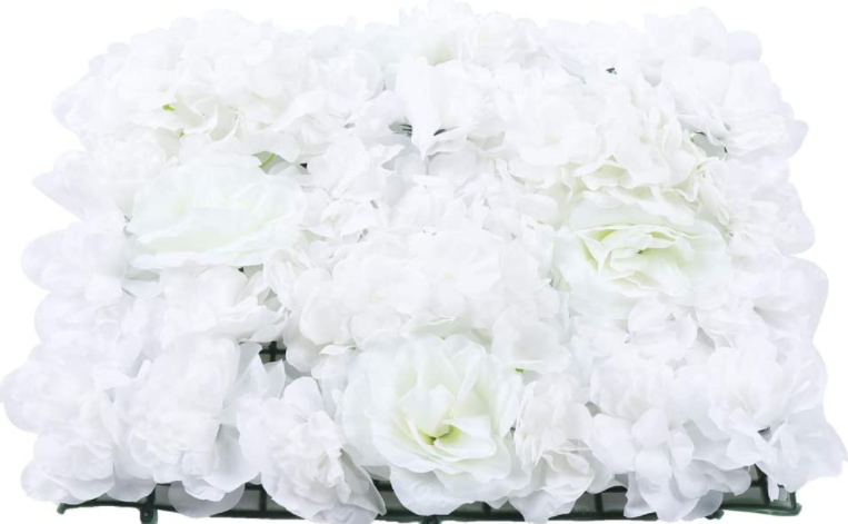 15 Stück Künstliche Blumenwand Rosenwand Weiß Kunstblumen Panel DIY Hochzeit Blumendekor Hintergrund