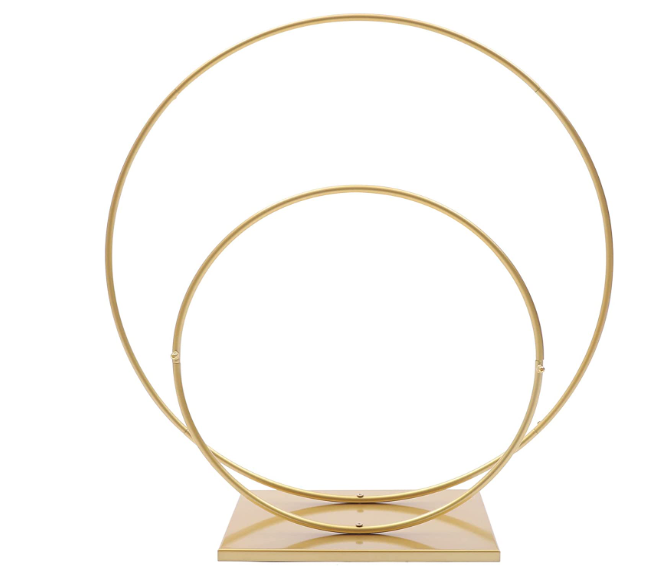 Hochzeitsbogen Rund Ballonständer mit 2 Ringen Golden Ballon Girlande BogenBallon Kreis Rahmen