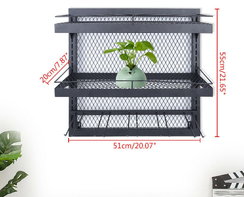 2-stufige Metall Wandregal,Verstellbares Gestell Regal Aufbewahrung mit Weinglashalter