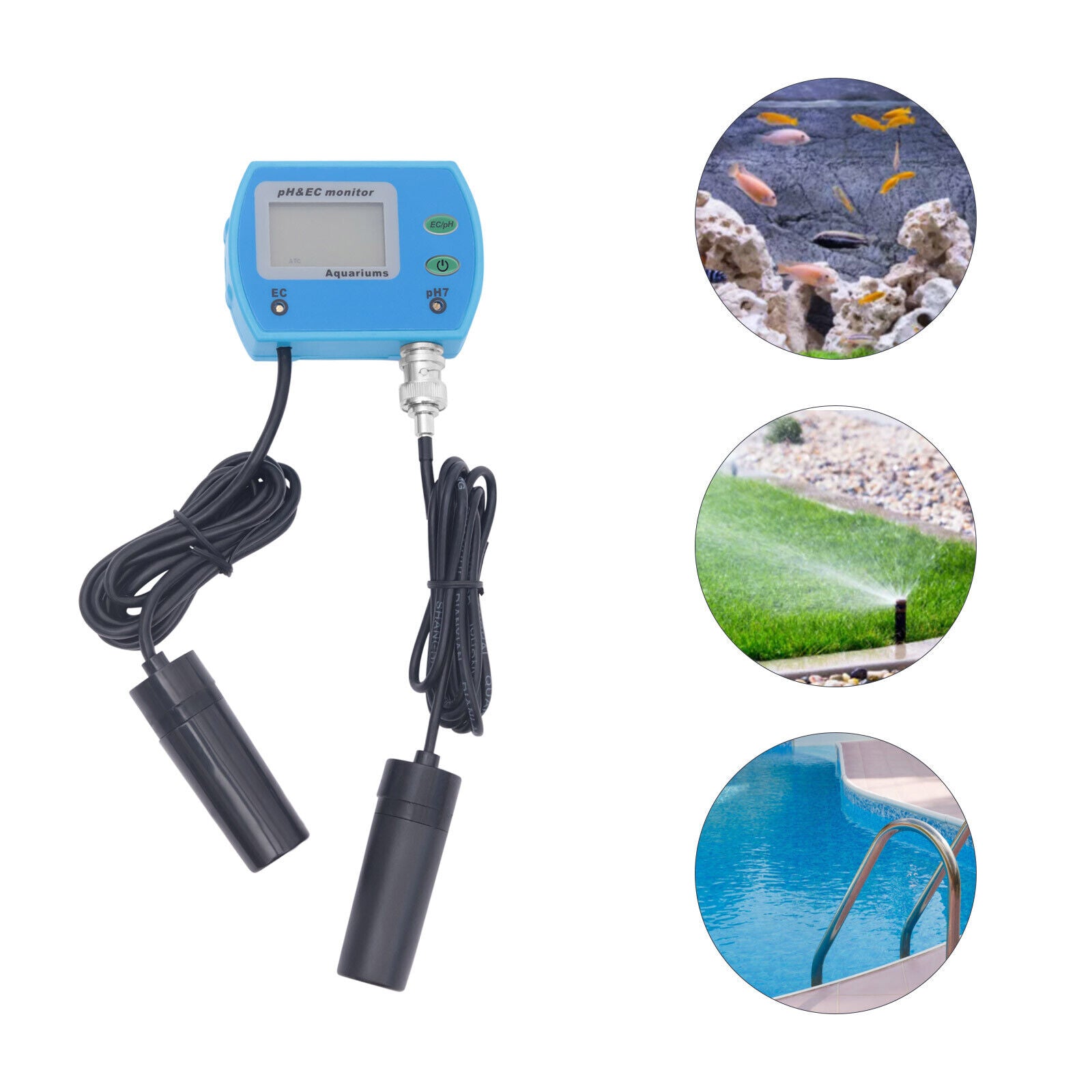 2-in-1 Wassertester Pool Messgeräte pH / EC Wert Tester Meter Prüfer Aquarium