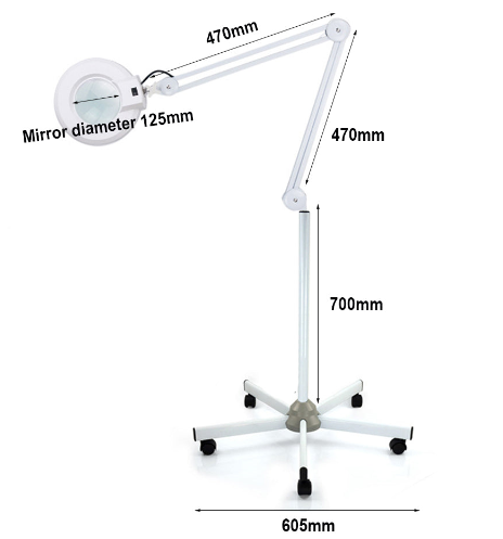 Rollstativ Gelenkarm Lupenleuchte Lampe 18W 8 Fache Vergrößerung Lupenleuchte Licht 235mm Linse 5 Dioptrien Lupenlampe Standlupe Standlampe mit Beleuchtung kaltes Licht