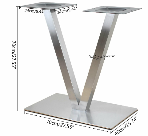 Edelstahl V-Form Tischbeine Tischfüße 70cm