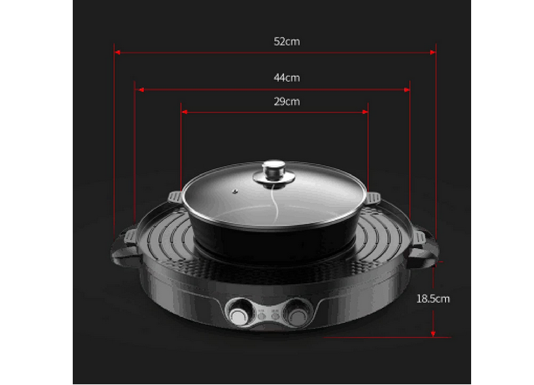 2 IN1 2200W Elektrische Hot Pots Elektro Grillpfanne Doppelte Trennung Multifunktion