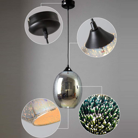 22 * 32 cm Moderne 3D Glas Pendelleuchte Weihnachtsdekoration Feuerwerk Lampe Deckenleuchte