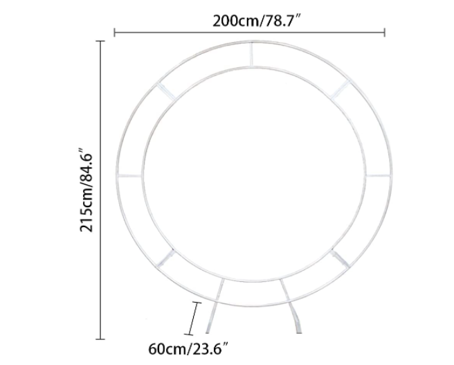 2M Runde Hochzeit Bogen Tür Hintergrund Metall Requisiten Blumenregal Dekor Eisen Rundbogen Gartenlaube