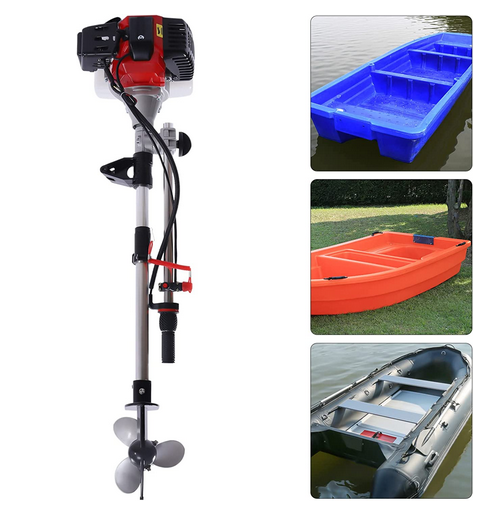 Außenbordmotor Motor Bootsmotor 2-Takt 2,3 HP, 1,7KW Marine Boot Motor 52CC und Manuelle Pull Start für Aufblasbare Fischerboote Yachten Wassersport Werkzeuge