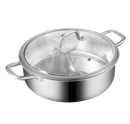 Hot Pot mit Trennwand und Deckel 304 Edelstahl Hot Pot Topf Induktion Suppentopf Nudeltopf