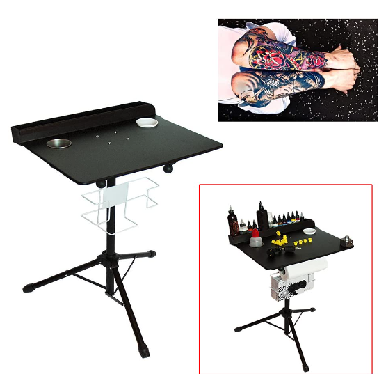 Mobile Tattoo Ausstellungsstand Workstation Adjustable Fixed Desktop für Tattoos Schönheit Barberia Schwarz