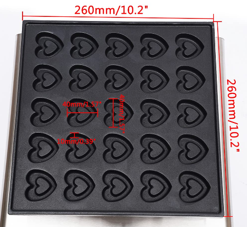 Waffeleisen-Maschine 25-Loch Herzform Dutch Pancake Maker Antihaftbeschichtung Pfannkuchenmacher 850W