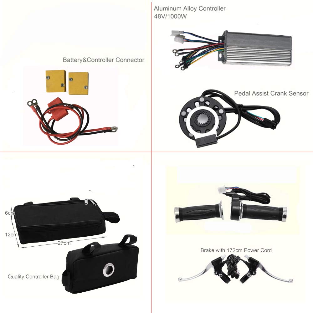 28 Zoll Elektro-Fahrrad Umbausatz 48V 1000W Controller Motor E-Bike Kit Hinterrad