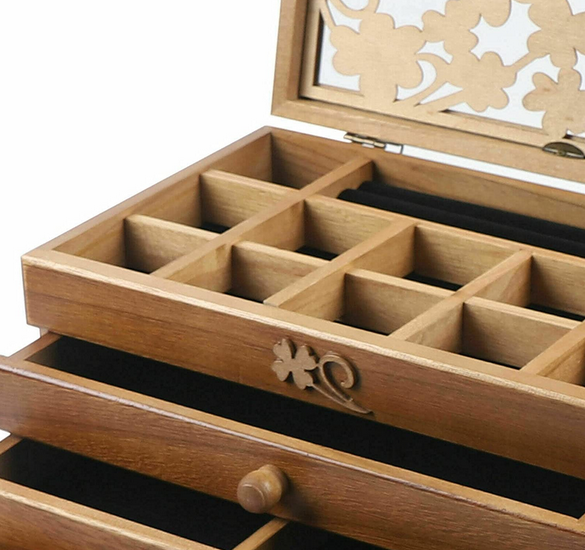 Schmuckkästchen Schmuckschatulle mit 5 Ebenen Größe Schmuckbox aus Holz mit Schubladen