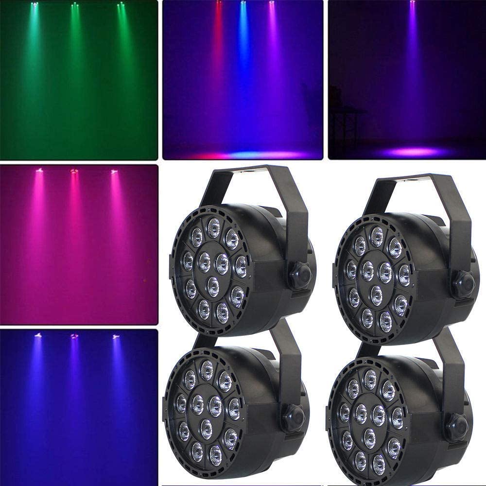 LED Bühnenlicht Par Scheinwerfer DMX512 12LED RGBW für Stage Lights Disco DJ Party Show Bar(4 stück)