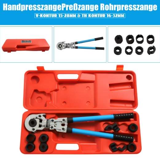 Presszange V-Kontur Zangen-Sets TH Kontur Presszange 16-32mm Alurohr Aluminiumrohr Presswerkzeug