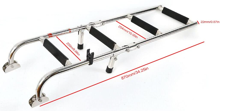 2+2 Stufen Faltbare Edelstahl-Leiter abnehmbare Leiter für Innenbord-Schwimmplattform