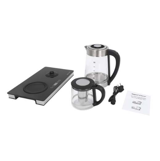 Wasserkocher Kaffeestation Teestation 2,5L 1800W LCD-Anzeige Edelstahl + Glas