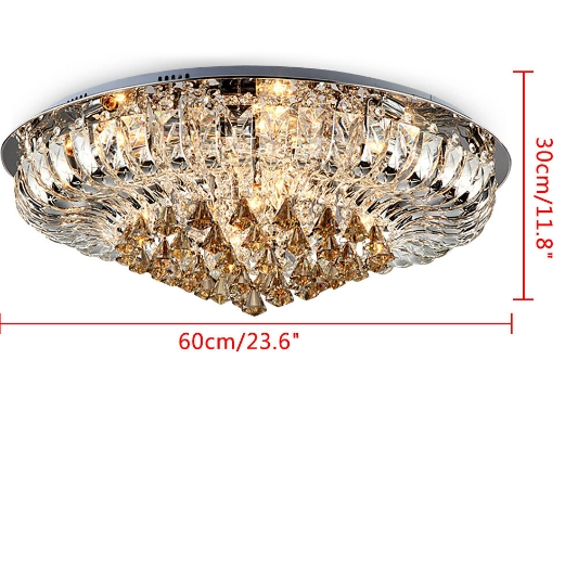 LED Modern K9 Klar Kristall Decken Hängelampe Lobby Kronleuchter Beleuchtung 60*30cm