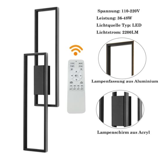 LED Lange Wandlampe Acryl Metall LED Fernbedienung Beleuchtungs-Wandleuchte für Wohnzimmer Teeraum Esszimmer [Energieklasse A]