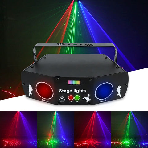 Proiettore laser LED RGB DJ stage light sound attivo DMX effetti di lu